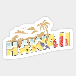 Retro Hawaii Beach Surfer Longboard Aloha Sticker